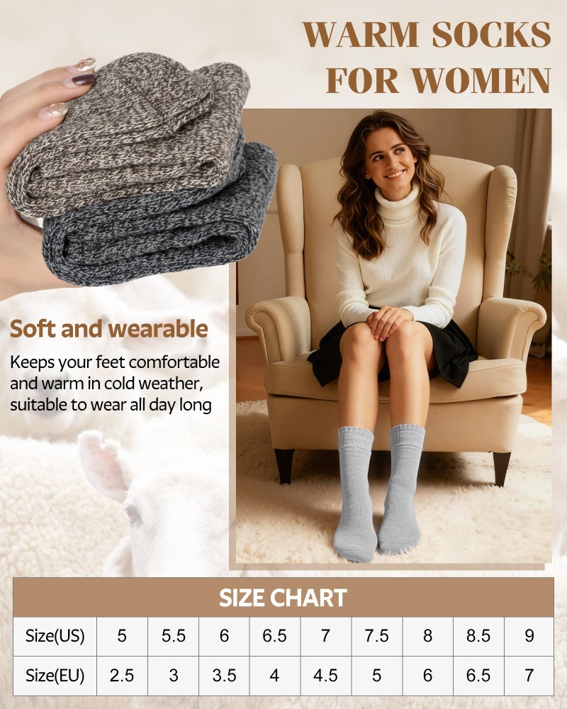 YSense Womens Wool Socks, Winter Boot Socks Stocking Stuffers Gifts for Women Men Warm Crew for Hiking - Image 4